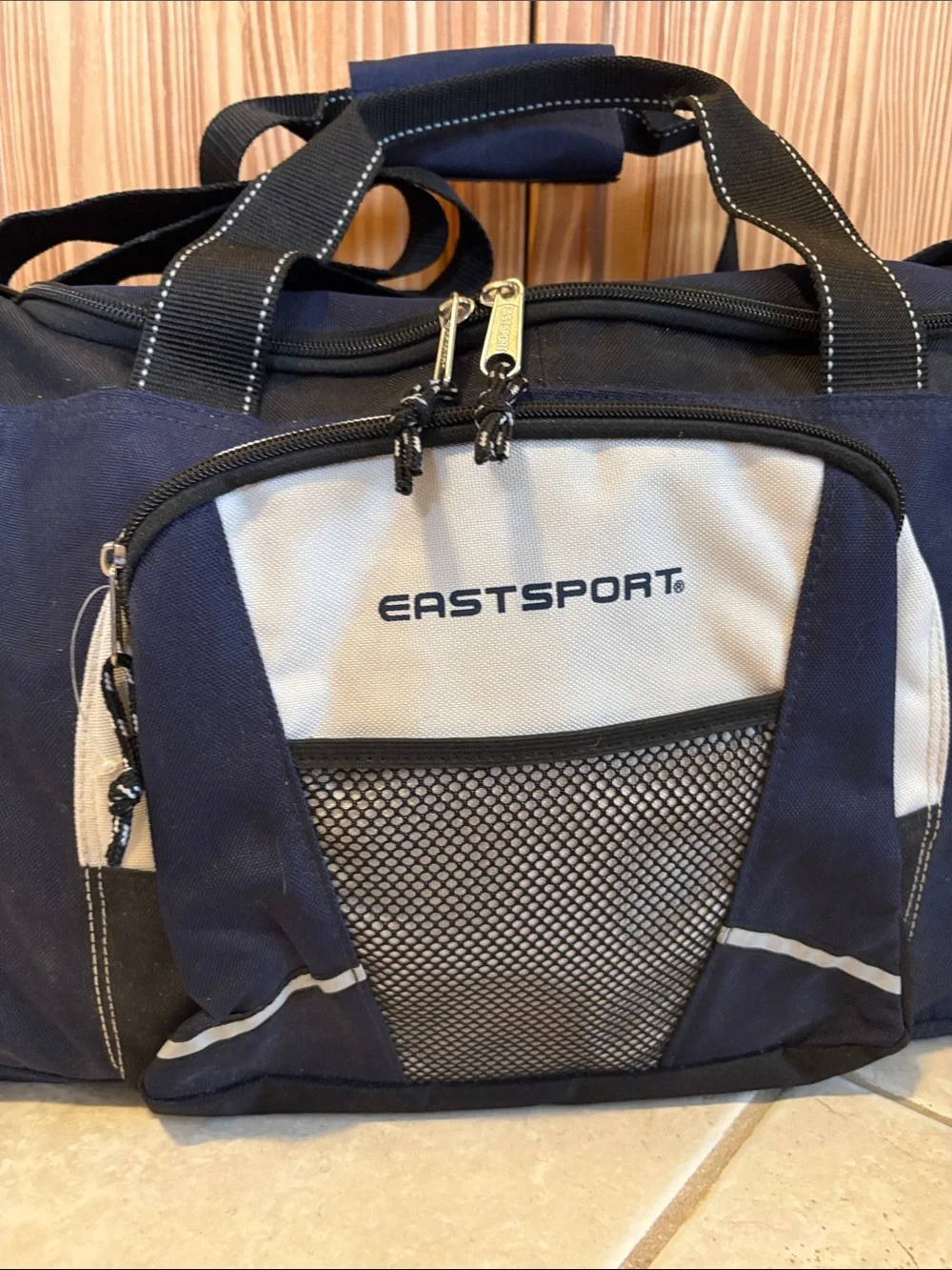 NEW Eastsport Duffle Bag Blue & Tan Sports Gym Luggage